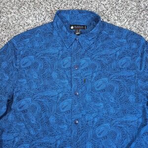 Alaskan Hardgear Shirt Men Large Blue Chilkat River Short Sleeve Button Gorpcore